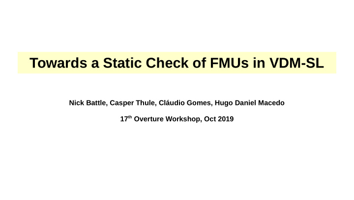 towards a static check of fmus in vdm sl
