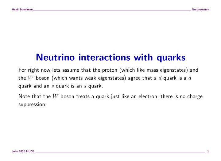 neutrino interactions with quarks