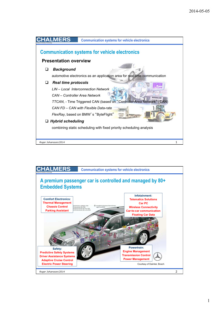 communication systems for vehicle electronics