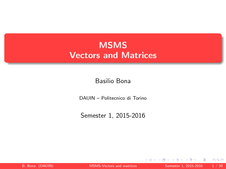 msms vectors and matrices