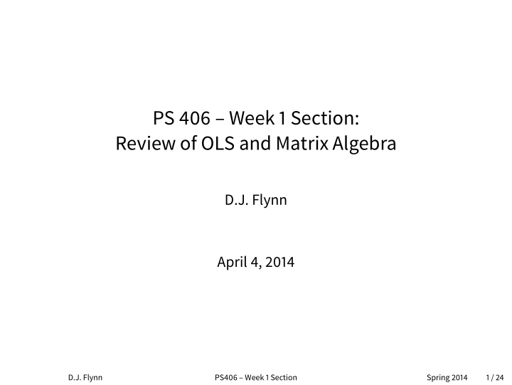 ps 406 week 1 section review of ols and matrix algebra