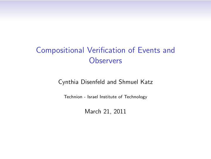 compositional verification of events and observers