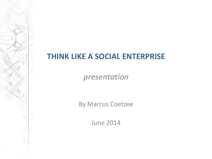 think like a social enterprise presentation