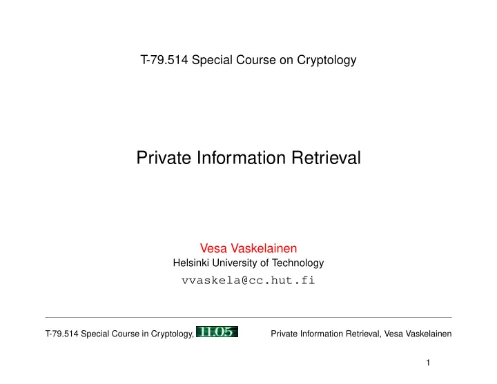 private information retrieval