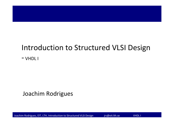 introduction to structured vlsi design