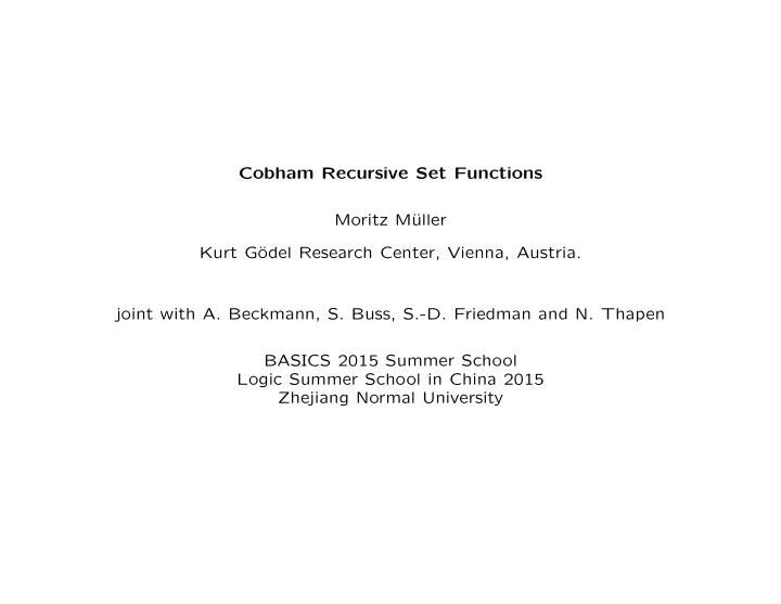 cobham recursive set functions moritz m uller kurt g odel