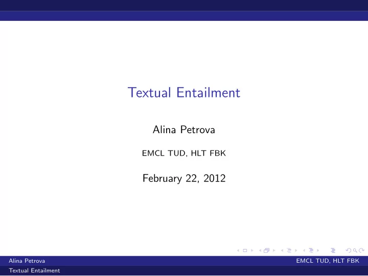 textual entailment