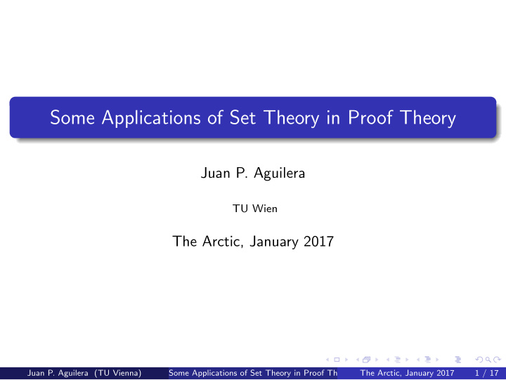 some applications of set theory in proof theory