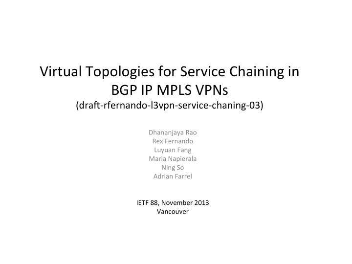 virtual topologies for service chaining in bgp ip mpls