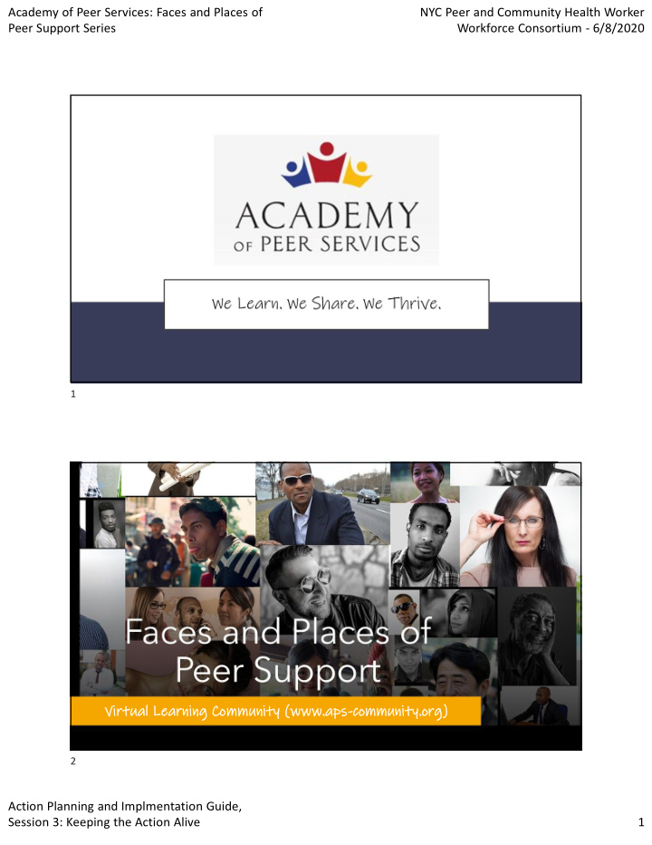 academy of peer services virtual learning community