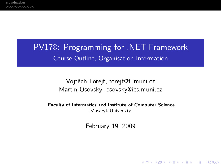 pv178 programming for net framework