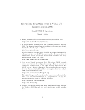 Instructions for getting setup in Visual C++  Express Edition 2008  Nick (MUCSA IT Operations)