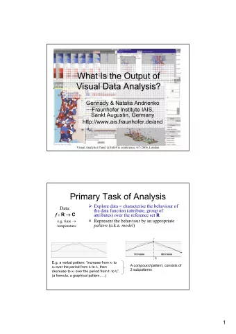 What Is the Output of  What Is the Output of  Visual Data Analysis?  Visual Data Analysis?  Gennady
