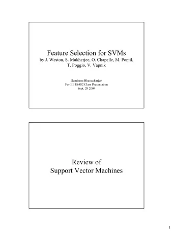 Feature Selection for SVMs  by J. Weston, S. Mukherjee, O. Chapelle, M. Pontil,  T. Poggio, V.