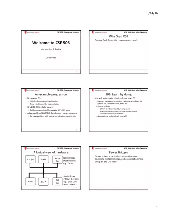 Welcome to CSE 506  Introduc/on &amp; Review  Don Porter  1  2  CSE 506: Opera.ng Systems  CSE 506: