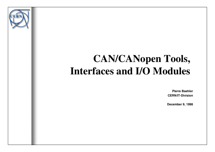 can canopen tools interfaces and i o modules