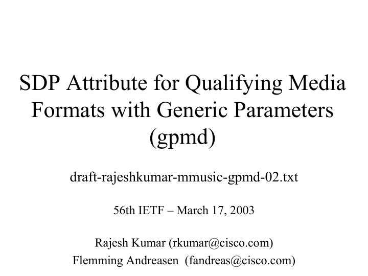 sdp attribute for qualifying media formats with generic