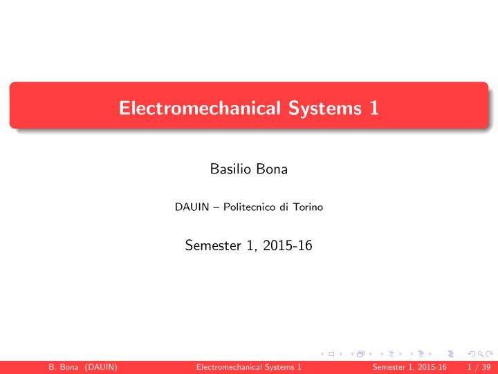 electromechanical systems 1