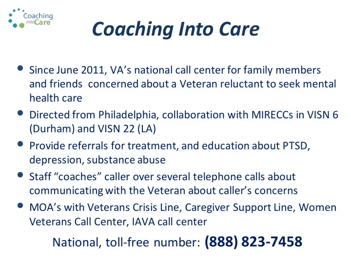 coaching into care