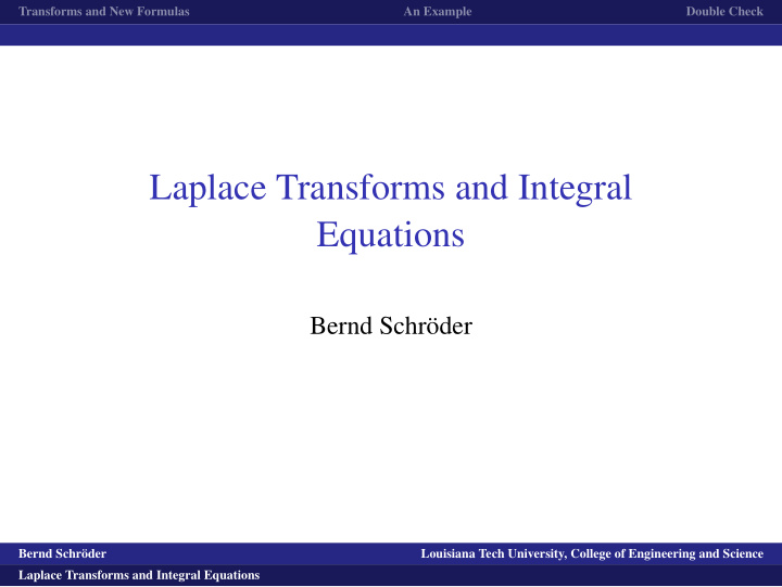 laplace transforms and integral equations