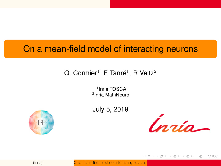 on a mean field model of interacting neurons