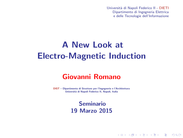 a new look at electro magnetic induction