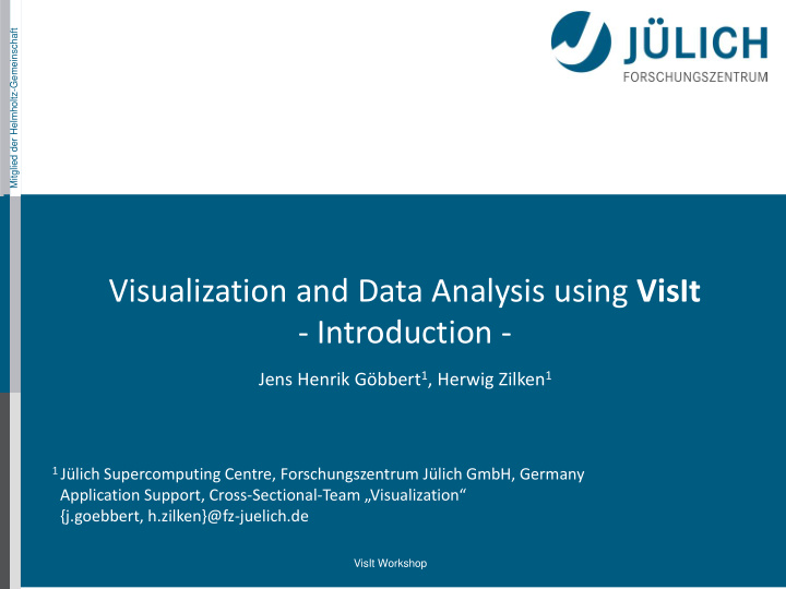 visualization and data analysis using visit