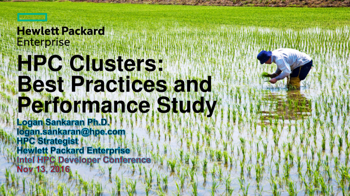 hpc clusters best practices and performance study agenda
