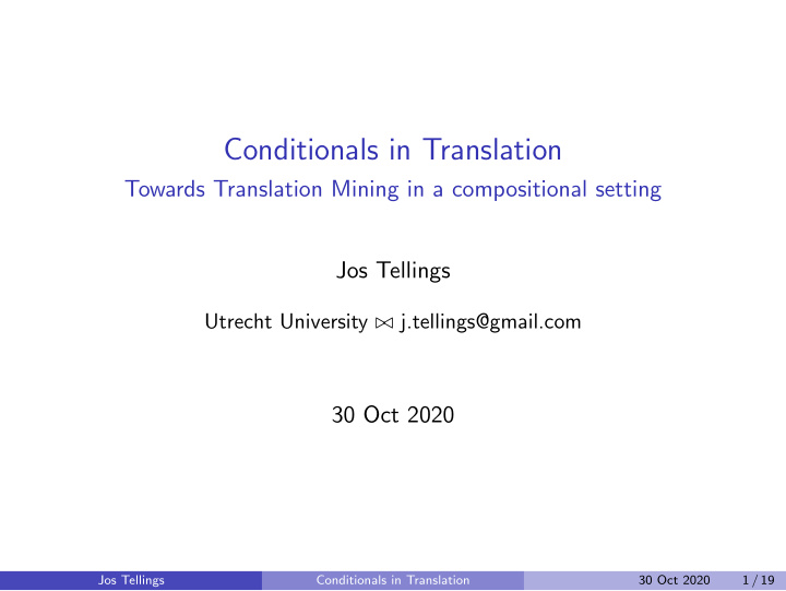 conditionals in translation