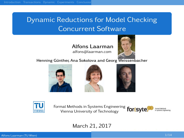 dynamic reductions for model checking concurrent software