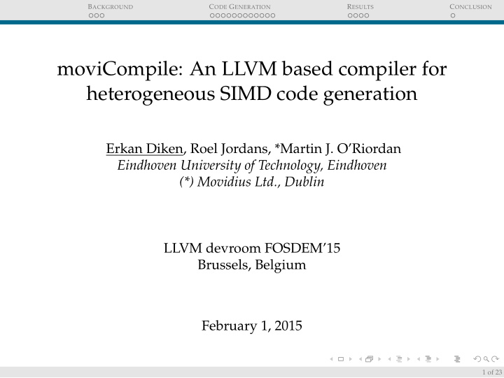 movicompile an llvm based compiler for heterogeneous simd