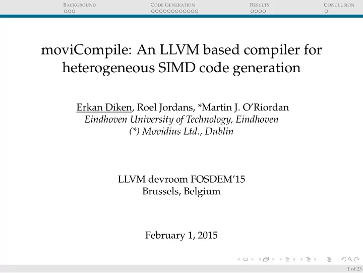 movicompile an llvm based compiler for heterogeneous simd