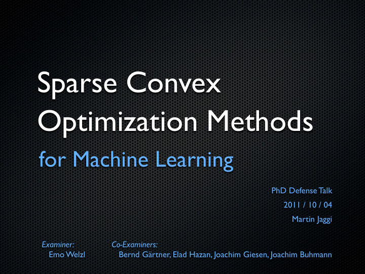 sparse convex optimization methods