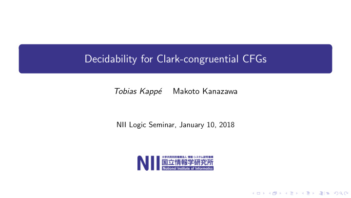 decidability for clark congruential cfgs