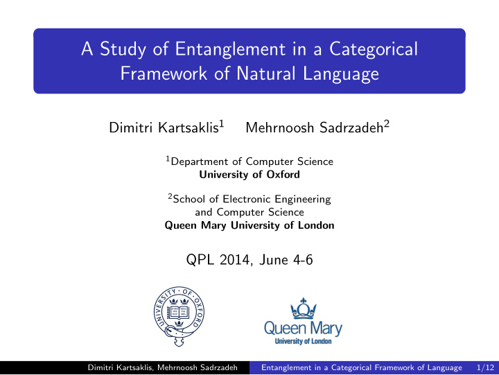 a study of entanglement in a categorical framework of