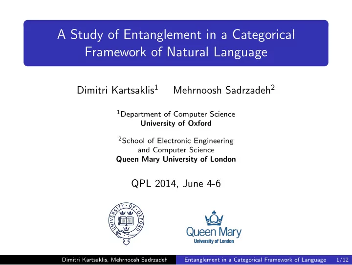 a study of entanglement in a categorical framework of