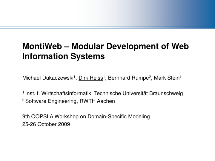 montiweb modular development of web information systems
