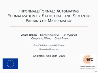 Outline  Autoformalization  Demos  PCFG-based Parsing  Neural Parsing  2 / 21  Autoformalization