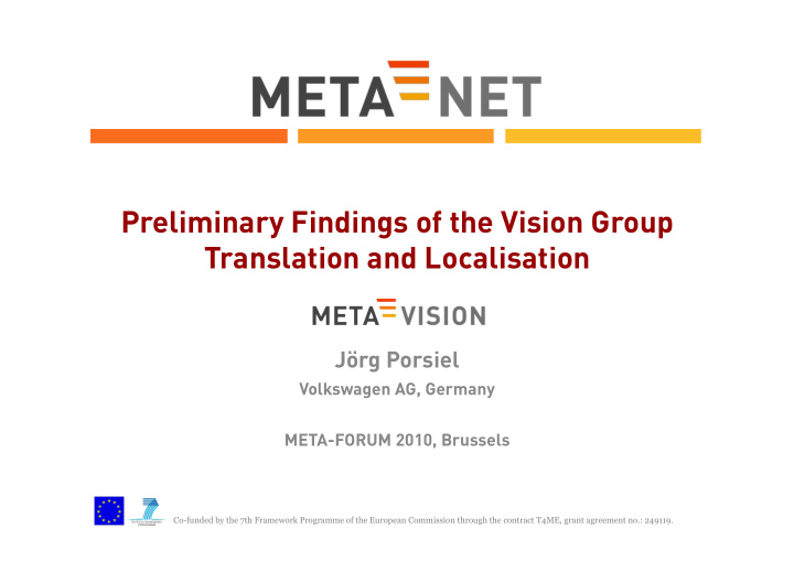 preliminary findings of the vision group translation and