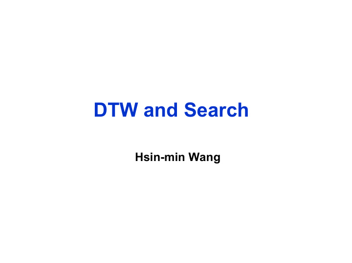 dtw and search