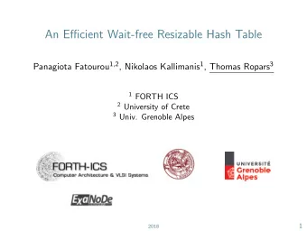 An Efficient Wait-free Resizable Hash Table Panagiota Fatourou 1,2 , Nikolaos Kallimanis 1 , Thomas