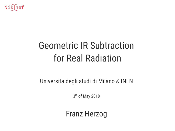 geometric ir subtraction for real radiation