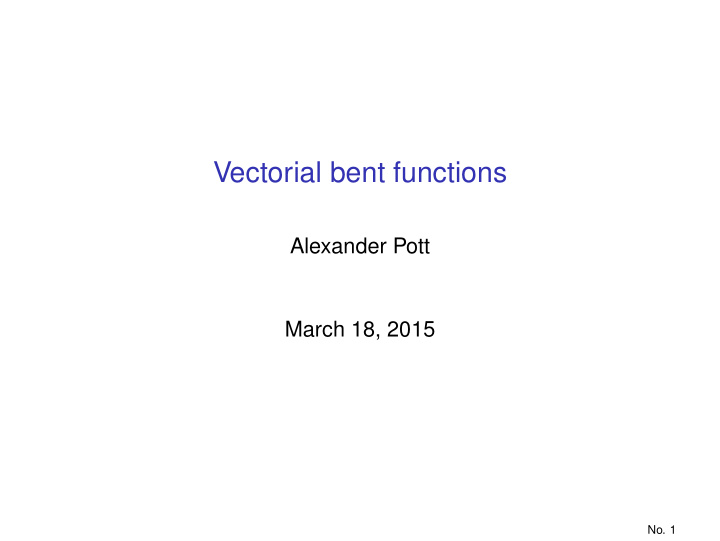 vectorial bent functions