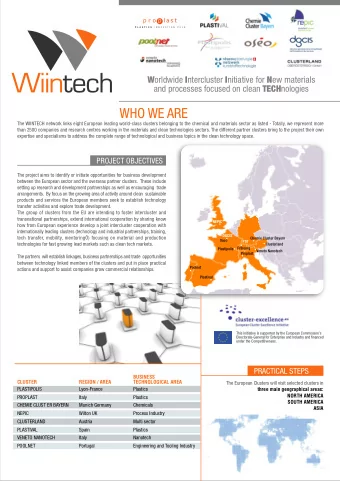 WHO WE ARE  The WIINTECH network links eight European leading world-class clusters belonging to the