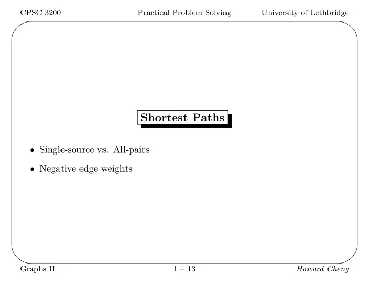 shortest paths