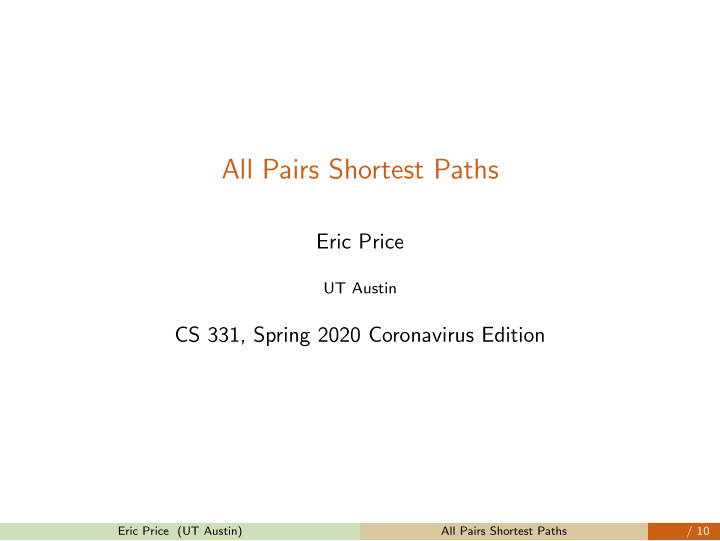 all pairs shortest paths