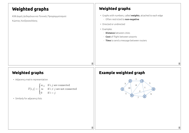 weighted graphs weighted graphs