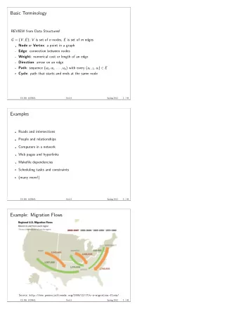 Basic Terminology  REVIEW from Data Structures! G = ( V , E ); V is set of n nodes, E is set of m