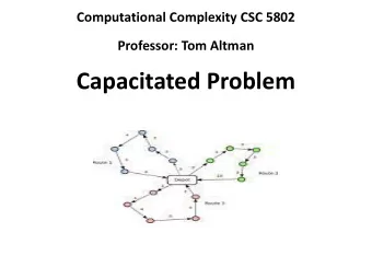 Capacitated Problem  Agenda:  Definition  Example  Solution Techniques  Implementation