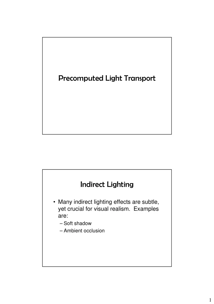 precomputed light transport indirect lighting